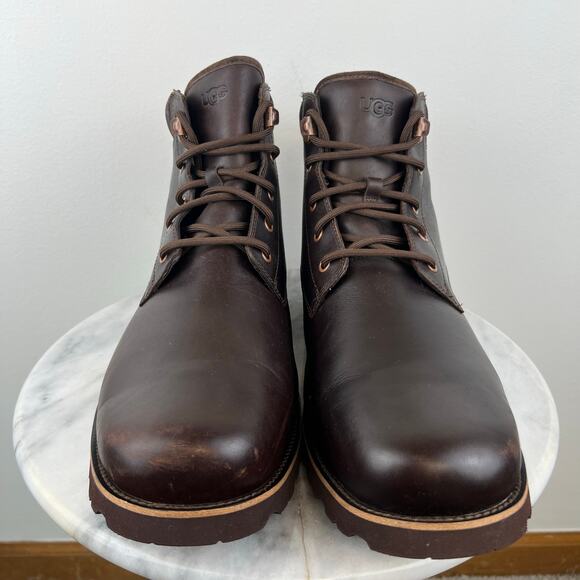 UGG Seton TL Men's Brown Leather Waterproof Lace Up Lined Boots (Sz 14) - Picture 6 of 10